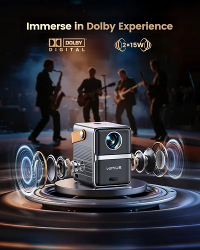 Vista 11 de Mini Proyector Inteligente con WiFi y Bluetooth【Compatible con Netflix/Portátil/4K Compatible】Audio Dolby, Keystone Automático y Enfoque Eléctrico