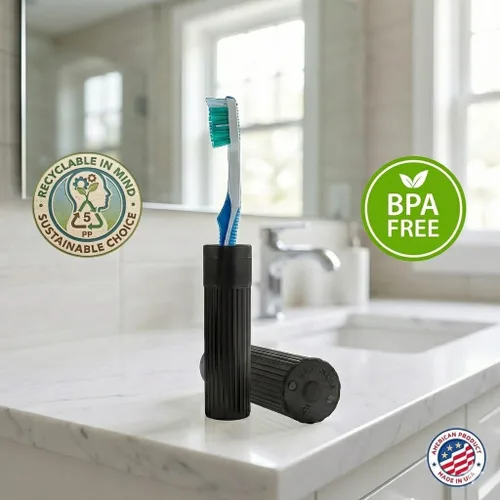 Vista 4 de American Comb Soporte para Cepillos de Dientes - Negro, Fabricado en EE.UU., con Orificios de Ventilación, para Fundas de Cepillos de Dientes