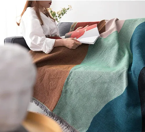 Vista 5 de Boundless Hill - Manta decorativa de punto para sofá o cama, reversible, a prueba de polvo, para silla, sofá, sala de estar, dormitorio