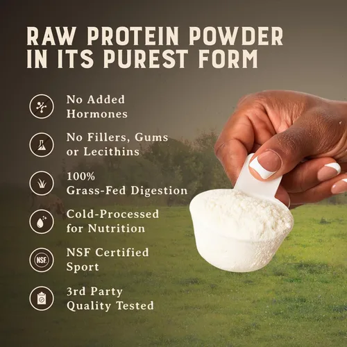 Vista 4 de HEART & SOIL Polvo de proteína de suero alimentado con pasto, sin sabor, 2 libras