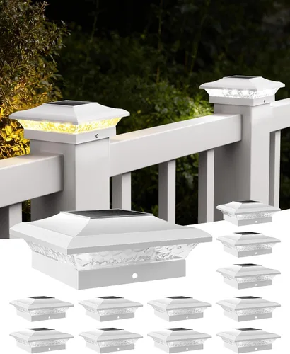 Vista 16 de T-SUN Luces de Tapa de Poste 4x4 Paquete de 6 para Cerca de Vinilo/Madera, Exterior Impermeable Blanco Cálido y Frío, Luces Solares de Poste