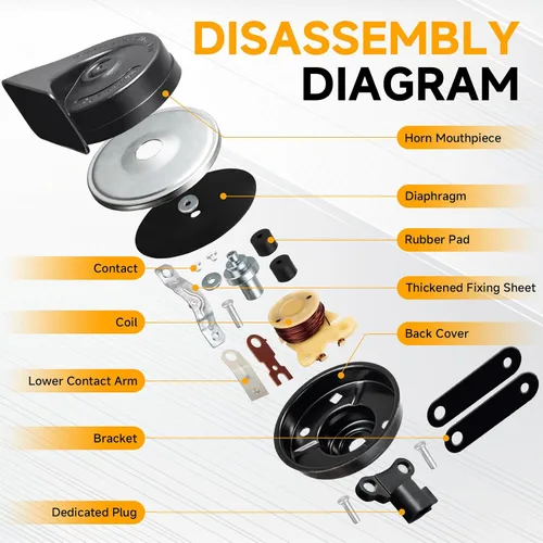 Vista 6 de FARBIN Bocina de Reemplazo para Bocina de Auto Ford Compatible con Ford f150 f250 focus con Convertidor de Enchufe 1 a 2