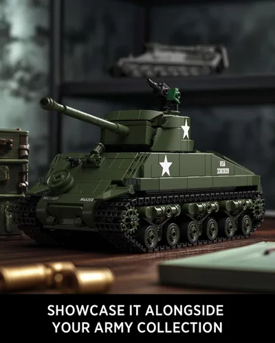 Vista 5 de Nifeliz Sherman - Juego de construcción de tanques militares para adultos, juguete coleccionable de modelo militar de la Segunda Guerra Mundial