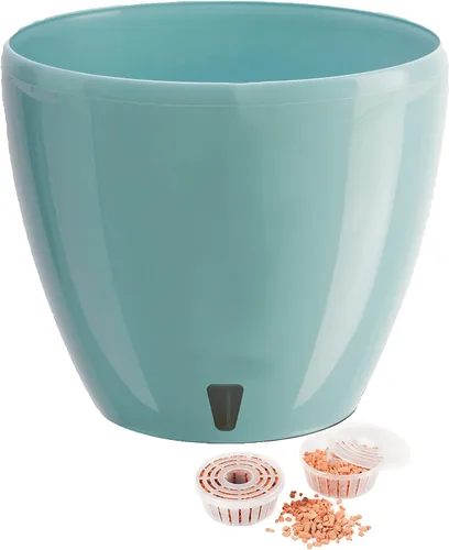 Vista 19 de DECOPOTS - Maceta de riego automático - Maceta decorativa para interiores con cartucho de drenaje e indicador de nivel de agua