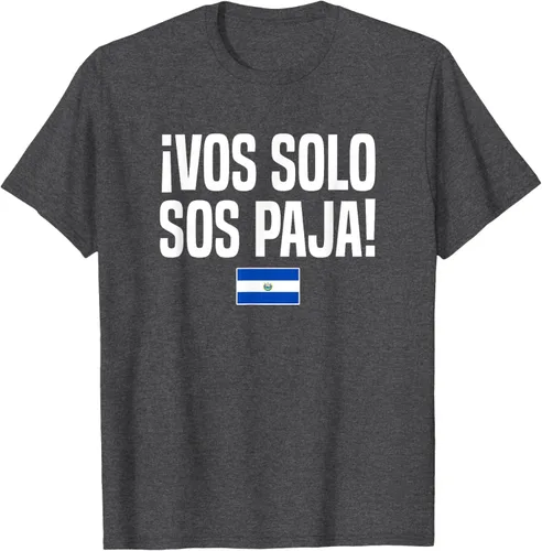 Vista 37 de Camiseta Vos Solo Sos Paja Salvadoran Slang Bandera de El Salvador, Negro