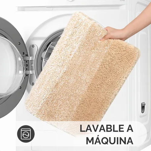 Vista 6 de Bsmathom Juego de 4 tapetes de baño de microfibra de felpa, color beige