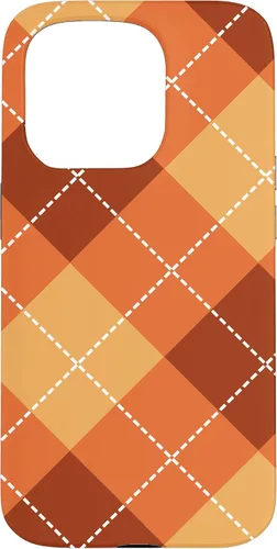 Vista 13 de Funda para iPhone 13 Pro, naranja, amarillo y marrón, a cuadros, otoño, calabazas