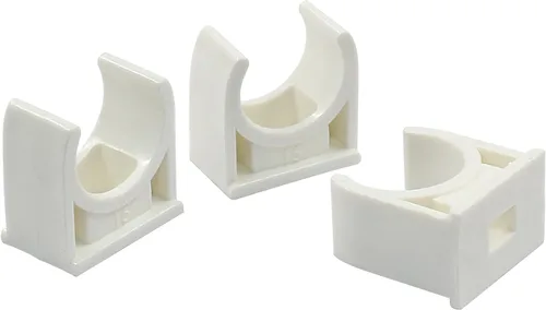 Vista 4 de Hordion 100 abrazaderas de PVC en forma de U para tuberías de agua de 1/2 pulgada (0.630 in), bandejas de TV, tubo, colgador de manguera, soporte