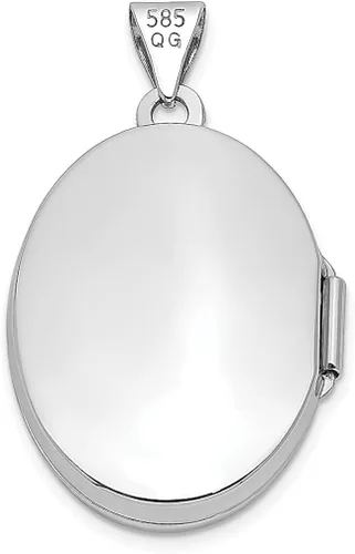 Vista 3 de ICE CARATS Collar con medallón de foto personalizado ovalado de oro blanco de 14 quilates, joyería fina para mujer, regalos para ella