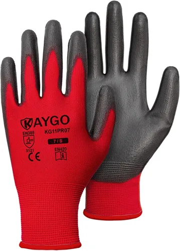 Vista 18 de KAYGO KG11PB - Guantes de trabajo de seguridad con revestimiento de poliuretano, 12 pares de guantes de punto sin costuras para hombres y mujeres