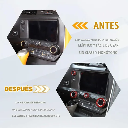 Vista 2 de Cobertura de Botón de Perilla de Volumen de AC para Consola Central Compatible con Chevrolet Corvette C7 2014-2019 Aleación de Aluminio Cobertura