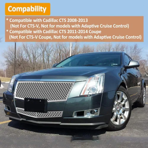 Vista 2 de Rejilla de malla de alambre doble inoxidable compatible con Cadillac CTS 2008-2013 y Cadillac CTS Coupe 2011-2013