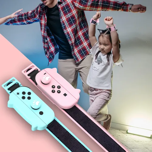 Vista 7 de NANANINO Dance Switch Wristband, Wrist Bands for Dance Switch 2023 2022 2021 2020 2019, Adjustable Elastic Straps for Joy-Cons Controller - PinkBlue