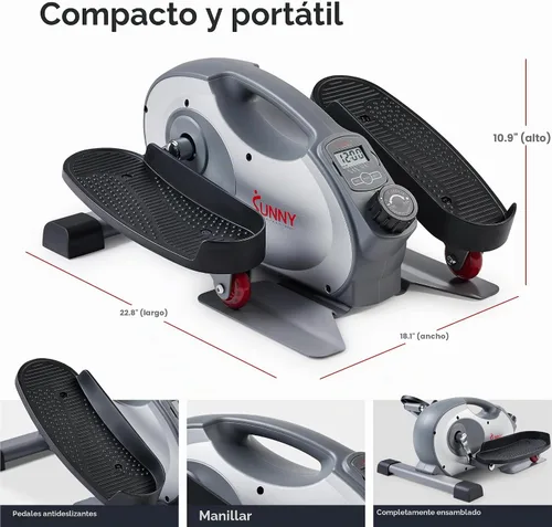 Vista 6 de Sunny Health & Fitness Under Desk Pedal Elliptical Machine, Adjustable Resistance Leg Exerciser Office Home Workout While Sitting for Seniors Gris