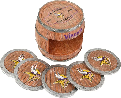 Vista 87 de FOCO NFL Team Logo 5-Pack Barrel Beverage Drink Coaster Set