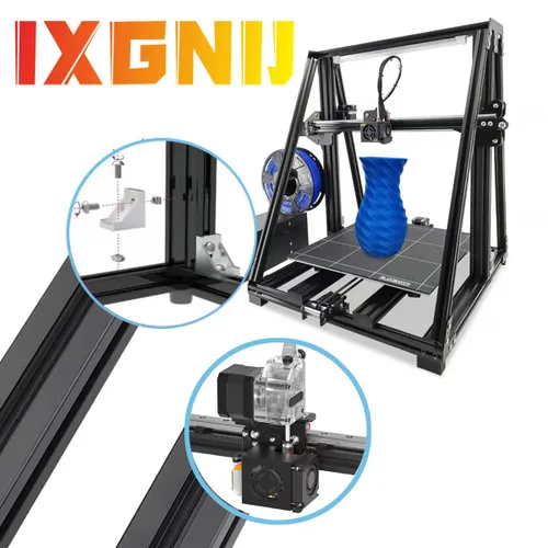 Vista 3 de Extrusión de aluminio con ranura en V 2020 para piezas de impresora 3D y CNC DIY negro 500mmX4