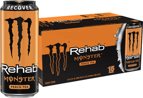 Vista 7 de Monster Energy Rehab Té Verde + Energía, Té Helado Energético, Bebida Energética 15.5 onzas (Paquete de 15) Té helado energético, paquete de 15