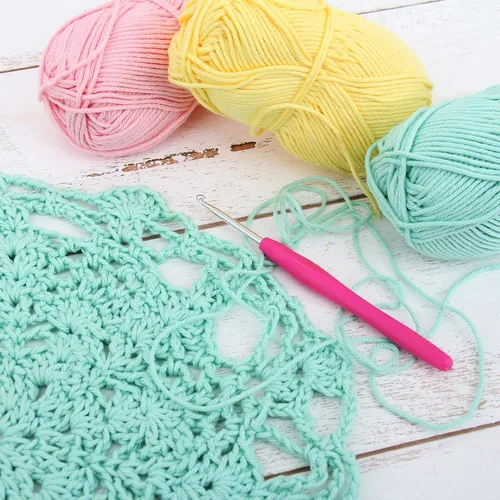 Vista 2 de Threadart Crochet - Juego de hilo de algodón 100 % puro, colores de ambiente de playa, paquete de 4 madejas cada una de 1.76 onzas, hilo de estambre
