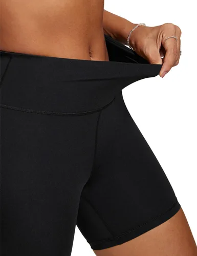 Vista 4 de CRZ YOGA Pantalones cortos de natación para mujer de 5 pulgadas, pantalones cortos de cintura alta, pantalones cortos de baño atléticos con forro