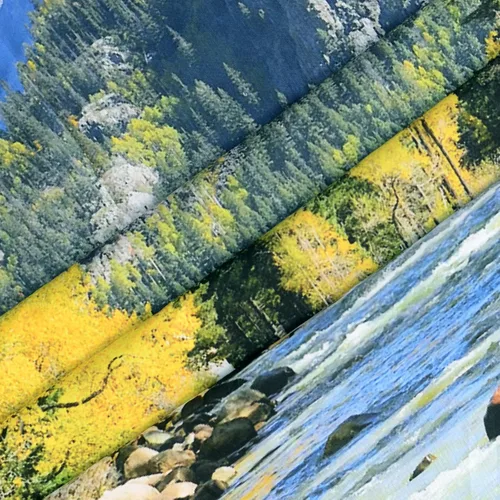 Vista 3 de YISURE Tapiz de naturaleza con montañas y bosque, paisaje escénico de árbol de pino verde y cascada, colgante de pared para decoración