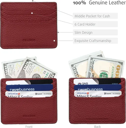 Vista 3 de Grande -3633 Estuches para tarjetas, Borgoña, Minimalista
