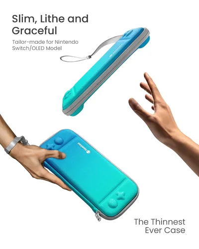 Vista 2 de tomtoc Funda de transporte delgada para Nintendo Switch modelo OLED funda protectora para interruptor con 10 cartuchos de juego funda de viaje