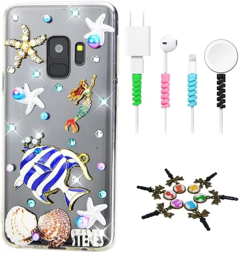 Vista 11 de Sparkle Funda compatible con Samsung Galaxy J2 Prime – Elegante funda 3D hecha a mano con diseño de libélula y diamantes de imitación con protector