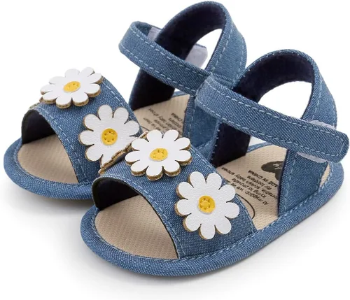 Vista 6 de Ohwawadi Sandalias para bebés niños y niñas, suela suave, vestido de boda, zapatos planos, sandalias de playa, zapatos de cuna para recién nacidos