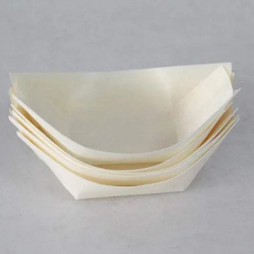 Vista 2 de 100 Uds. Cubiertos de madera para aperitivos, recipientes para alimentos, bote, postres, bandeja de bocadillos, sushi, bote, plato de aperitivos