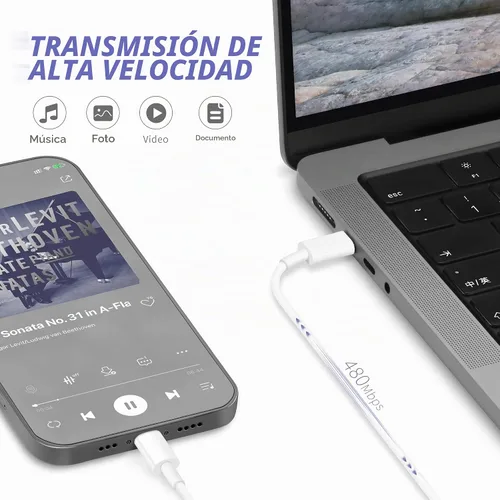 Vista 5 de Cargador para iPhone 16 y 15 de carga rápida, [certificado MFi], paquete de 2 bloques de carga rápida de 20 W tipo C con cable USB C a USB C de 6