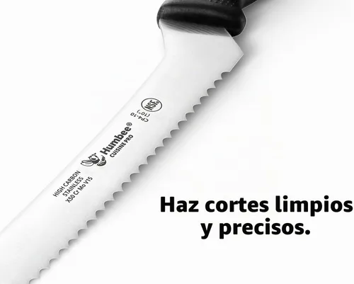 Vista 2 de Cuisine Pro - Cuchillo de pan dentado de 10 pulgadas, acero inoxidable de alta calidad, con borde ondulado, cuchillo afilado para pan, apto