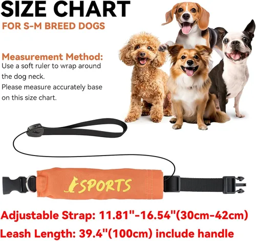 Vista 3 de NAMSAN Collar de correa retráctil para perros pequeños a medianos, collar de perro con correa retráctil integrada, todo en uno, ajustable, naranja