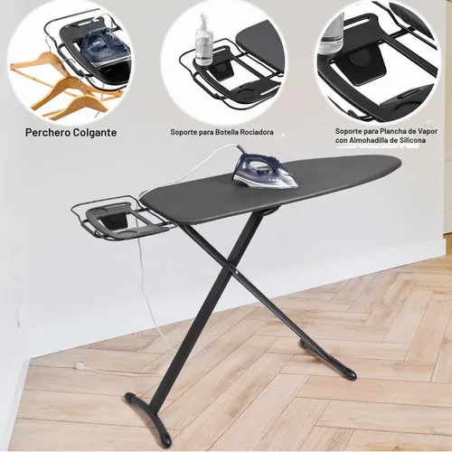 Vista 5 de Duwee Tabla de planchar de 17 x 46 pulgadas, tamaño completo, tabla de planchar de lujo con soporte para plancha de vapor, cubierta resistente al