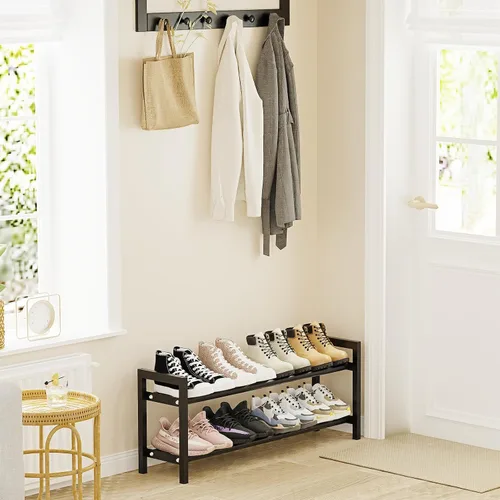 Vista 2 de Mavivegue Zapatero expandible, organizador de zapatos ajustable de 2 niveles, estante de zapatos para armario, entrada, puerta delantera
