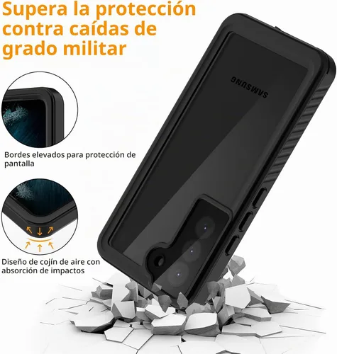 Vista 3 de YMCCOOL Funda impermeable para Samsung Galaxy S22, con protector de pantalla sensible integrado a prueba de golpes, resistente a prueba de golpes