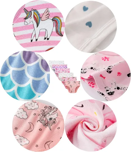 Vista 2 de Cadidi Dinos Little Girls' Soft Cotton Underwear Kids Cool Breathable Comfort Panty Briefs Toddler Undies(Pack of 6)