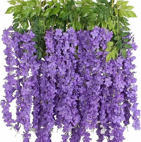 Vista 11 de Paquete de 12 guirnaldas de vides de flores de glicina, cuerdas de flores artificiales de 3.75 pies, flores colgantes falsas, guirnaldas de glicina