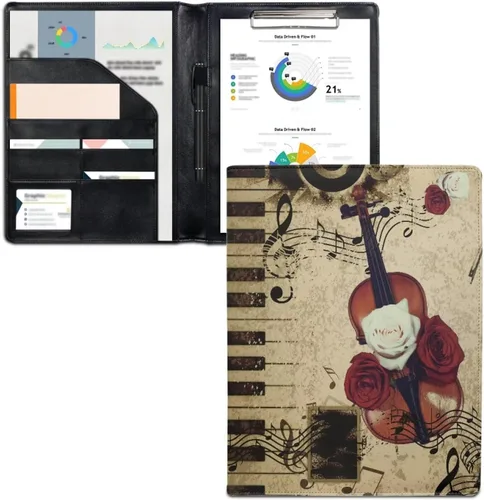 Vista 24 de Flashideas Organizador de padfolio de flores azules y rosadas, carpeta de negocios, carpeta de negocios, organizador de documentos para entrevista