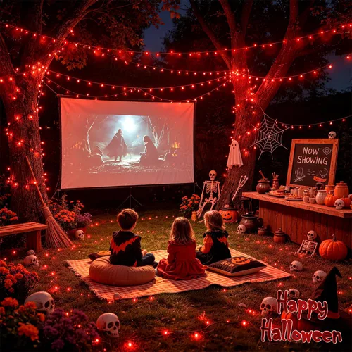 Vista 7 de JMEXSUSS 250 luces LED rojas para Halloween, cadena de luces rojas de 91.5 Rojo