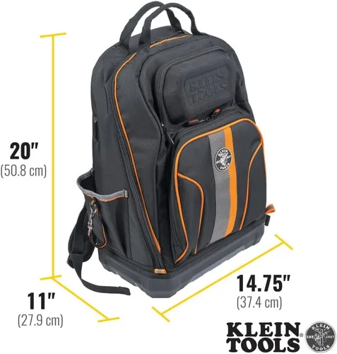 Vista 4 de Klein Tools 62800BP - Mochila para herramientas, 40 bolsillos, color negro y naranja