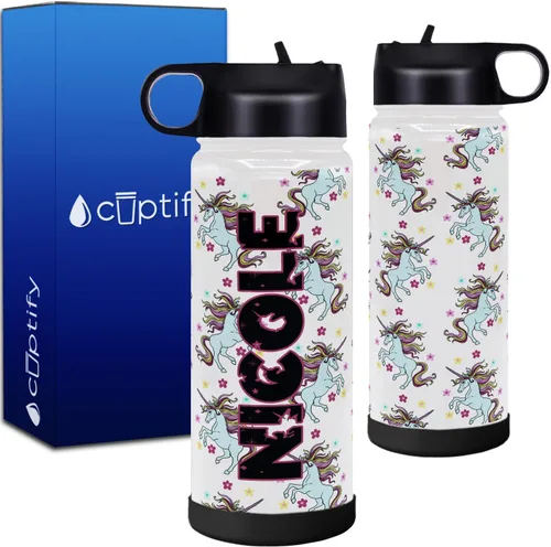 Vista 18 de Cuptify Botella de agua personalizada de unicornio con tapa y funda protectora de silicona, regalo personalizado para niñas que creen en la magia