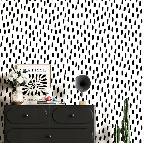Vista 13 de HAOKHOME Papel tapiz para despegar y pegar, diseño de puntos modernos y bohemios, extraíble, para baño, color caramelo/blanco, papel de contacto