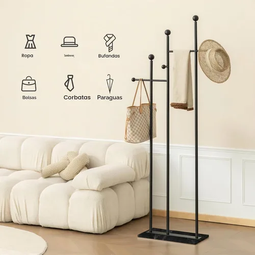 Vista 6 de JIAYUEJU Perchero de pie para dormitorio 19.69 x 11.02 x 68.9 in (negro)