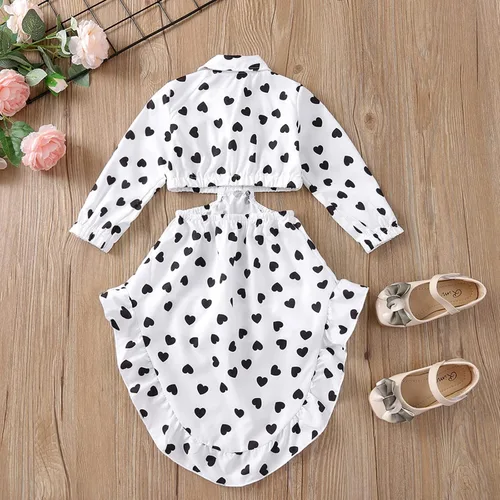 Vista 5 de Vestido de manga larga con estampado de amor para niñas de San Valentín y conjunto recién nacido