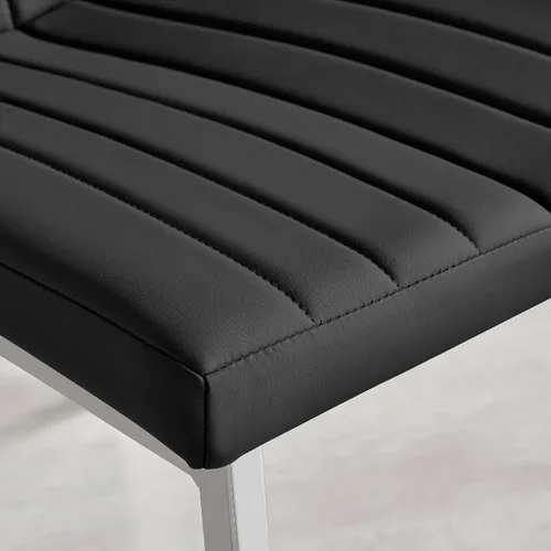 Vista 6 de Furniturebox - Juego de 2 sillas de comedor ISCO tapizadas de piel sintética, color negro cromado