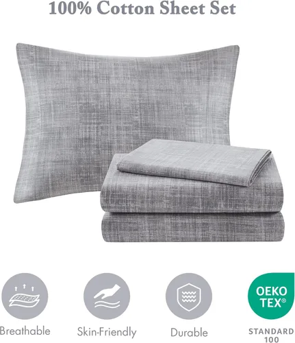 Vista 3 de Madison Park Essentials Saben Cozy Bed in A Bag - Edredón reversible con juego completo de sábanas de algodón, diseño geométrico para todas