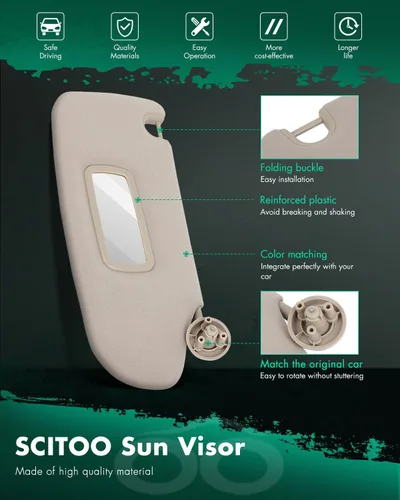 Vista 3 de Visor de sol para pasajero derecho gris sin techo solar para 2002-2005 para Dodge para Ram 1500, 2003-2005 para Dodge para Ram 2500, 2003-2005