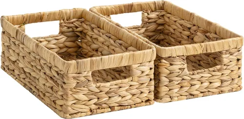 Vista 9 de StorageWorks Cesta de mimbre con asa, cestas de almacenamiento de mimbre para organizar, cestas de almacenamiento decorativas para estantes, cuerda