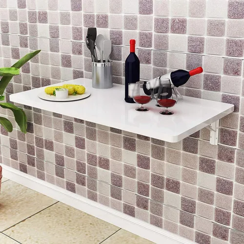 Vista 6 de Mesa plegable para colgar en la pared, estante de pared para cocina, escritorio flotante para niños, mesa de almacenamiento para ordenador, banco