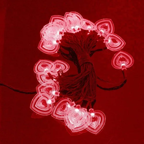 Vista 7 de Luces solares de corazón para exteriores, impermeables, de 16.4 pies, 20 luces LED, corazón de amor, día de San Valentín, 8 modos de iluminación